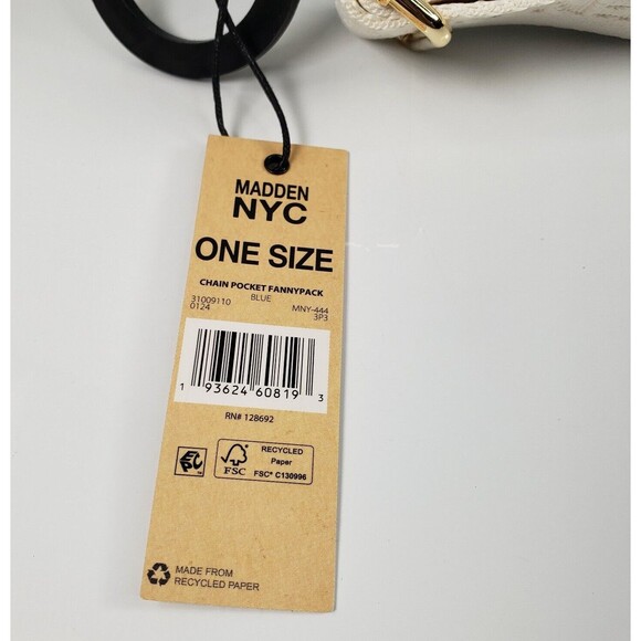 Madden NYC Women's Gold Chain Pocket Fanny Pack Crossbody with Pouch Denim New - Picture 15 of 16